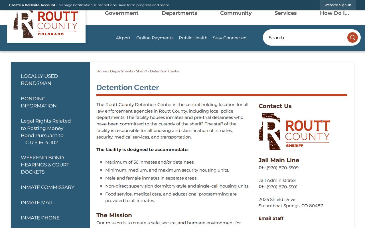 Routt County Detention Center overview