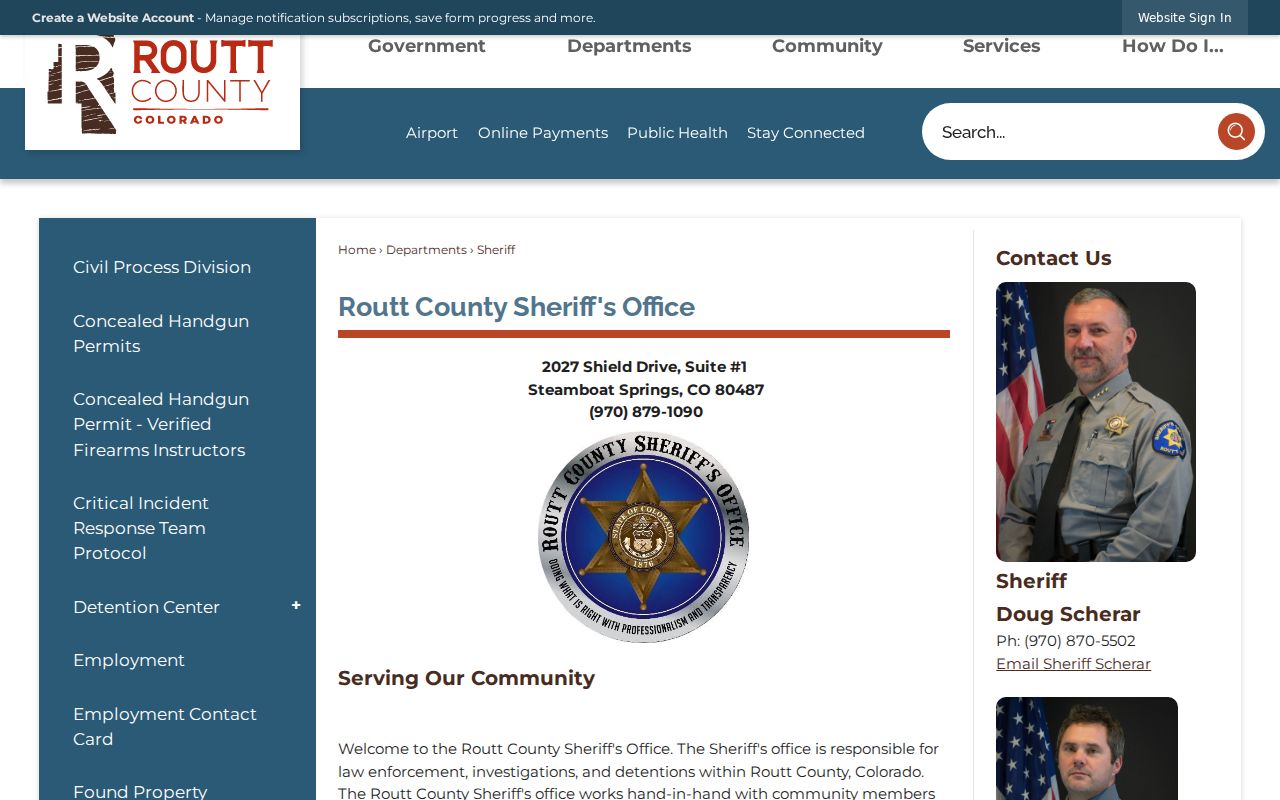 Routt County Sheriff's Office official page
