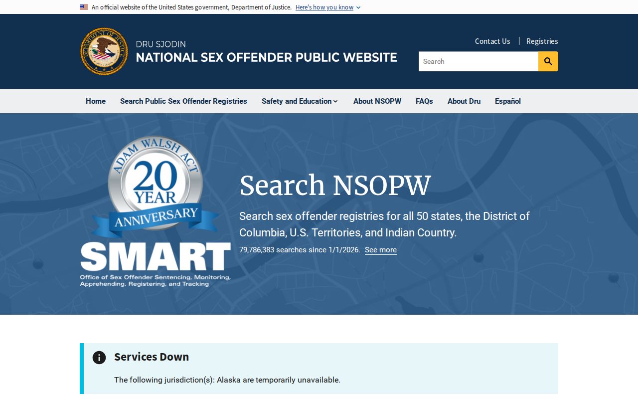 Routt County sex offender check using the national registry interface